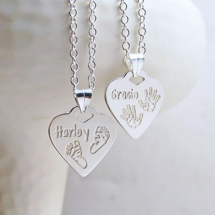 Personalised Silver Babyprints Heart Shaped Necklace
