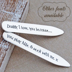 Personalised Sterling Silver Daddy Collar Stiffeners