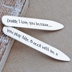 Personalised Silver Daddy Shirt Collar Stiffeners Main