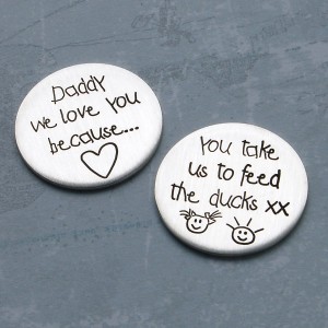 Personalised Silver Daddy we love you because Message Token