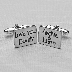 Personalised Silver Love You Daddy Cufflinks 2 BW