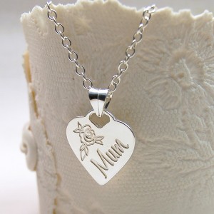 Personalised Silver Heart Shaped Mum Necklace