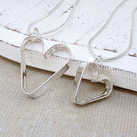 Personalised Silver Mummy and Me Secret Heart Necklace Set