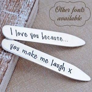 Personalised Sterling Silver Shirt Collar Stiffeners