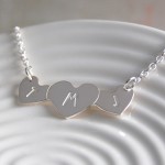 Personalised Silver Three Hearts Necklace with Initials 2
