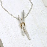 Handmade sterling silver and Gold Kiss pendant necklace 3