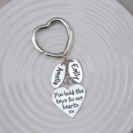 Heart Keyring with Two Name Charms Main Image