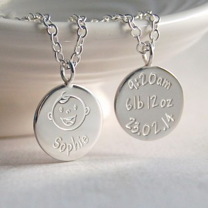 Personalised Silver New Mum Necklace Baby Laughing Main