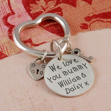 Personalised Silver We love you mummy Keyring