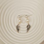 Freshwater Pearl & Angel Wing Earrings-1