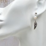Freshwater Pearl & Angel Wing Earrings 3