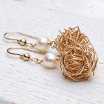 Gold Fill Birds Nest and Pearl Earrings 2