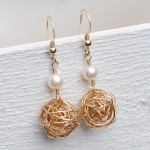 Gold Fill Birds Nest and Pearl Earrings 3