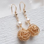 Gold Fill Birds Nest and Pearl Earrings 4