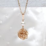 Gold Fill Birds Nest and Pearl Necklace