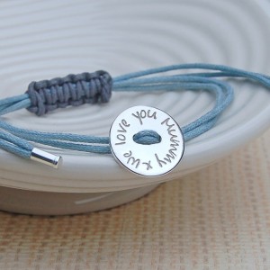 Personalised Silver Button Friendship Bracelet Text 2