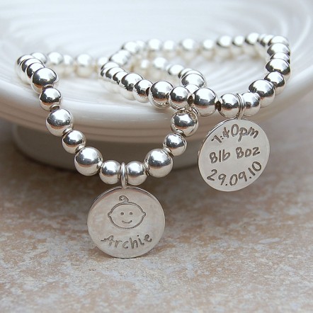 Personalised Silver New Baby Bracelet by IndiviJewels