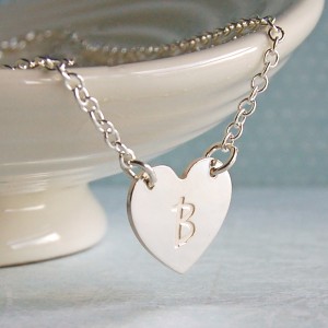 Personalised Silver Single Love Heart Necklace with Initial