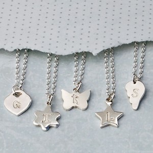 Girls Personalised Silver Charm Necklaces with Initials 3