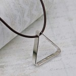 Mens Personalised Secret Message Silver Triangle Necklace 2