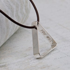 Mens Personalised Secret Message Silver Triangle Necklace 3