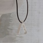 Mens Personalised Secret Message Silver Triangle Necklace 4