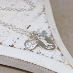 Personalised Silver Name Charm Necklace with Birthstone 1