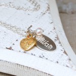 Personalised Silver Name Charm Necklace with Birthstone 6