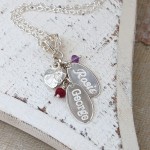 Personalised Silver Name Charms Necklace with Birthstones 3