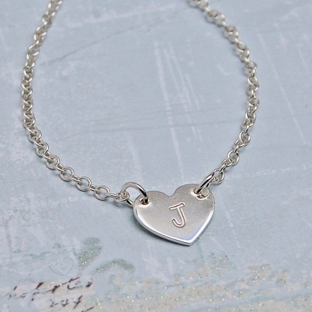 Personalised Silver Small Heart with Initial Necklac