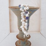 White Freshwater Pearl & Aquamarine Cluster Bracelet 3