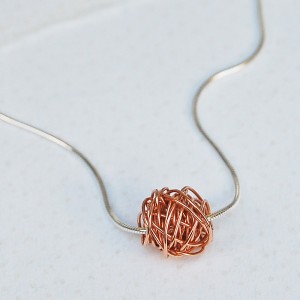 Entwined Beads in Rose Gold on Silver Snake Chain