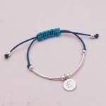 Girls Personalised Silver Friendship Bracelet Blue