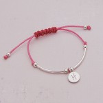 Girls Personalised Silver Friendship Bracelet Pink