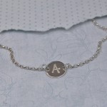 Girls Silver Disc Necklace with Initial