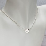 Girls Silver Disc Necklace with Initial on bust