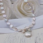 Freashwater Coin Pearl And Aquamarine Gemstone Wedding Necklace 3 copy