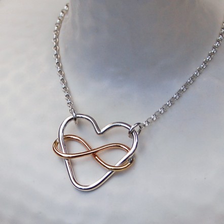 Infinite Love Necklace in Sterling Silver with Yellow Gold