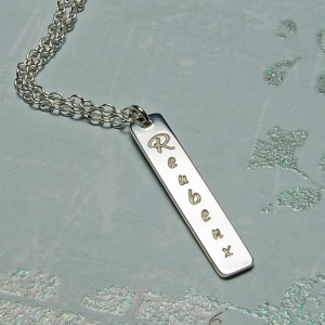 Personalised Silver Vertical Bar Necklace with Name