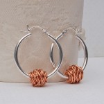 Sterling Silver and Rose Gold Entwined Hoop Earrings