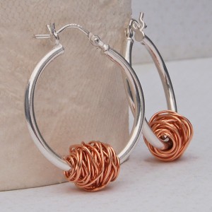 Sterling Silver and Rose Gold Entwined Hoop Earrings