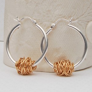 Sterling Silver and Yellow Gold Entwined Hoop Earrings