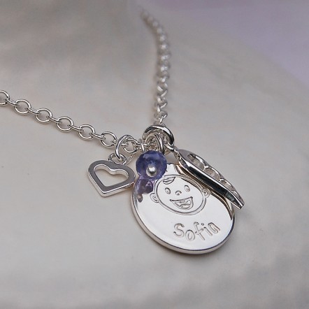 Personalised Silver New Mum Charm Necklace 3