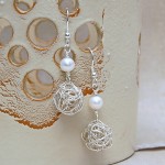 Silver Birds Nest and Pearl Earrings 3