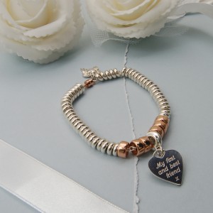 Personalised Sterling Silver Heart And Rose Gold Donut Bracelet 6 copy