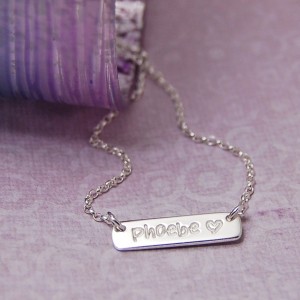 Girls Personalised Sterling Silver Bar Necklace