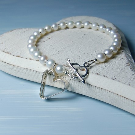 Sterling Silver Secret Heart And Pearl Bracelet 6