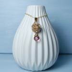 Gold Fill Bird's Nest Entwined Pearl & Gemstone Necklace 5 copy