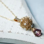Gold Fill Bird's Nest Entwined Pearl & Gemstone Necklace 7 psd copy