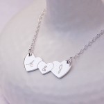 Personalised Silver Three Hearts Necklace With &